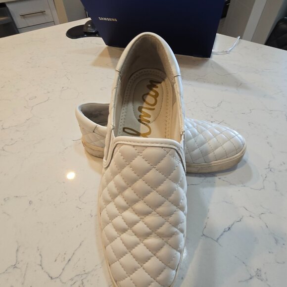 SAM EDELMAN Women's Size 7 White Quilted Sneakers used - Picture 2 of 7